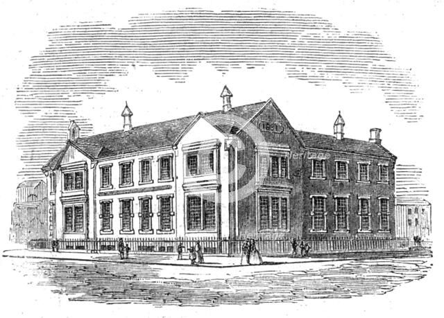 Industrial Schools and Working Men's Free Schoolroom Church at Kirkdale, Liverpool, 1862. Creator: Unknown.