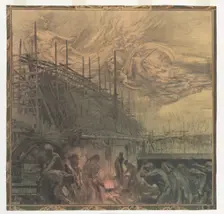 Industry: design for a wall painting in Rotterdam, c.1908-c.1917. Creator: Huib Luns