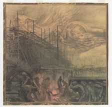 Industry: design for a wall painting in Rotterdam, c.1908-c.1917. Creator: Huib Luns