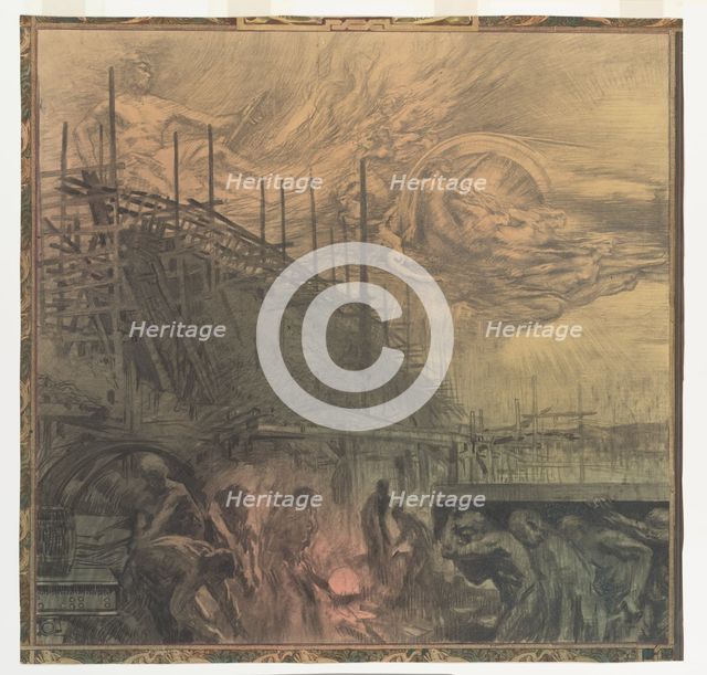 Industry: design for a wall painting in Rotterdam, c.1908-c.1917. Creator: Huib Luns.