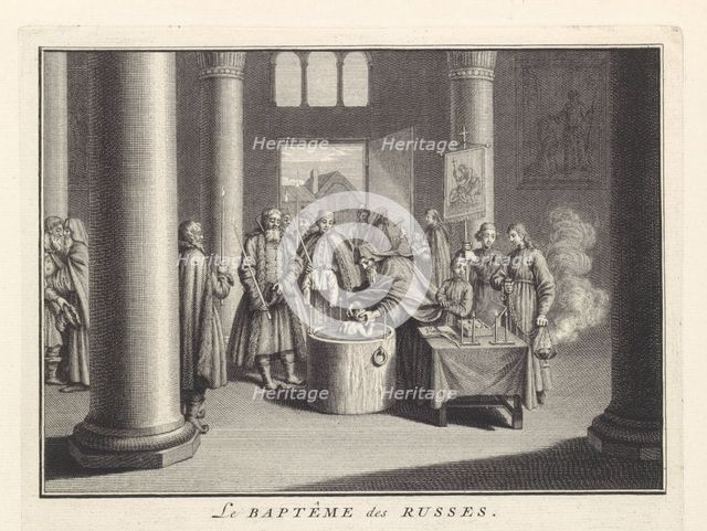 Infant Baptism in Russia, 1732. Artist: Picart, Bernard (1673–1733)