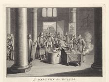 Infant Baptism in Russia, 1732. Artist: Picart, Bernard (1673–1733)