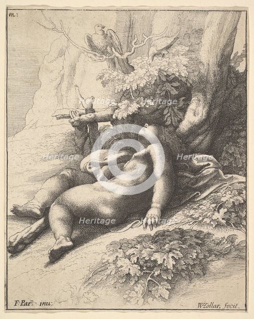 Infant Hercules asleep, 1625-77. Creator: Wenceslaus Hollar.