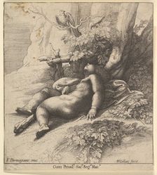 Infant Hercules asleep, 1625-77. Creator: Wenceslaus Hollar