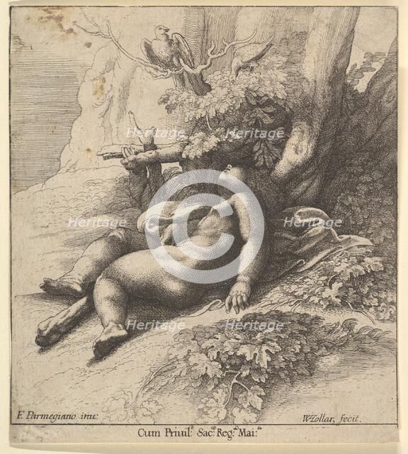 Infant Hercules asleep, 1625-77. Creator: Wenceslaus Hollar.