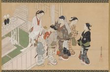 Infant's first visit to a Shinto shrine, Edo period, late 17th-early 18th century. Creator: Nishikawa Sukenobu