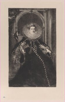 Infanta Isabella, after Simon de Vos, 1873. Creator: Jules-Ferdinand Jacquemart