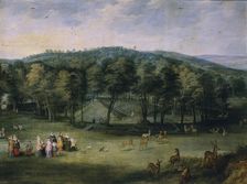 Infanta Isabella Clara Eugenia of Spain in the Parc de Mariemont, First third of 17th cen.. Artist: Brueghel, Jan, the Elder (1568-1625)