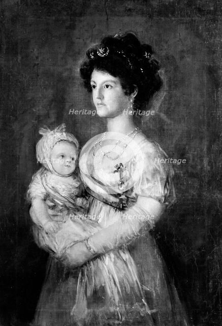 Infanta María Luisa (1782-1824) and Her Son Carlos Luis (1799-1883). Creator: Copy after Goya (Spanish, 1800 or shortly after).