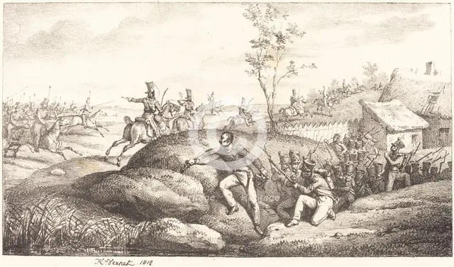 Infantry Ambush against the Cossacks, 1818. Creator: Emile Jean-Horace Vernet.