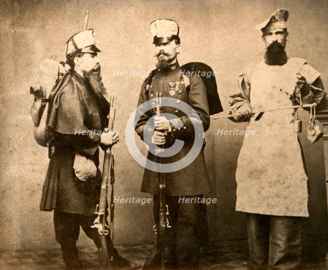 Infantry army and cook from the Spanish army in 1860.