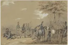 Infantry in fight, c.1824-c.1894. Creator: Charles Rochussen
