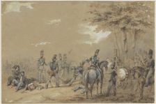 Infantry in fight, c.1824-c.1894. Creator: Charles Rochussen