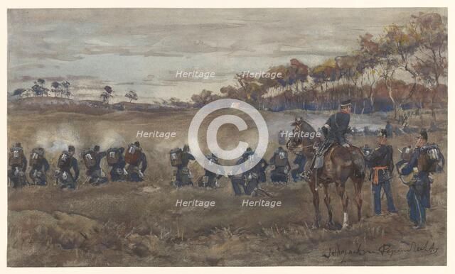 Infantry shooting practice on heathland, 1868-1898. Creator: Jan Hoynck van Papendrecht.