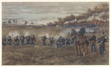 Infantry shooting practice on heathland, 1868-1898. Creator: Jan Hoynck van Papendrecht