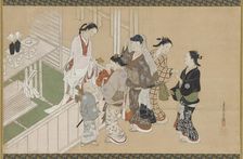 Infant's first visit to a Shinto shrine, Edo period, late 17th-early 18th century. Creator: Nishikawa Sukenobu