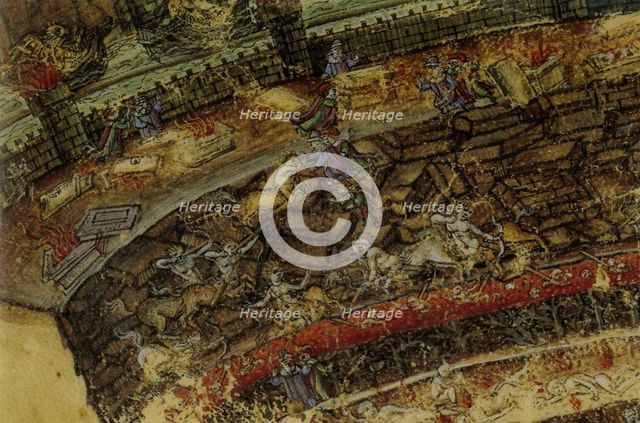 Inferno. (Abyss of Hell). Illustration to the Divine Comedy by Dante Alighieri (Detail), 1480-1490.