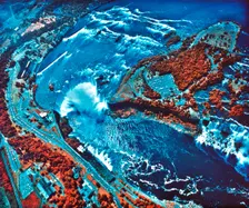 Infrared photograph of Niagara Falls taken from NASA Earth Survey 2 aircraft. Creator: Unknown