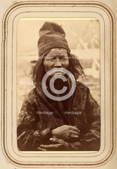 Inga Matsdotter Sjålsa, 76 years old, Sjokksjokk's Sami village, Jokkmokk's sn, 1868.  Creator: Lotten von Duben.