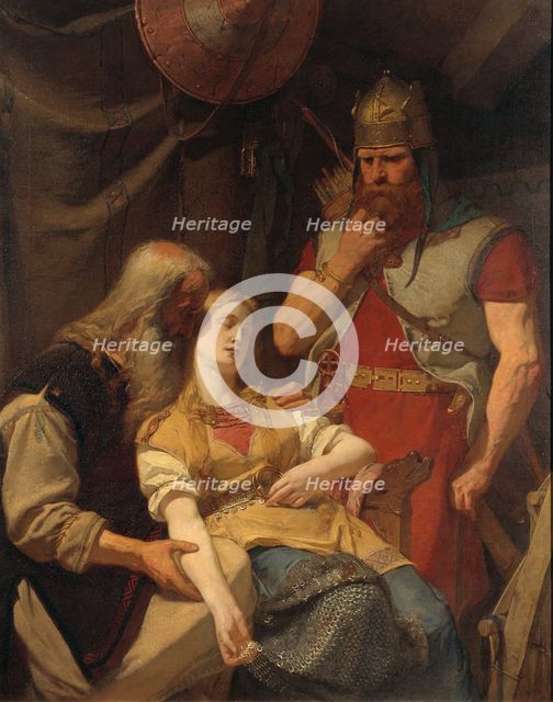 Ingeborg Receiving News of Hjalmar's Death from Orvar Odd, 1859. Creator: Johan August Malmström.