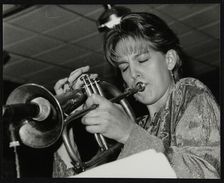 Ingrid Jensen playing the flugelhorn at The Fairway, Welwyn Garden City, Hertfordshire, 1997. Artist: Denis Williams