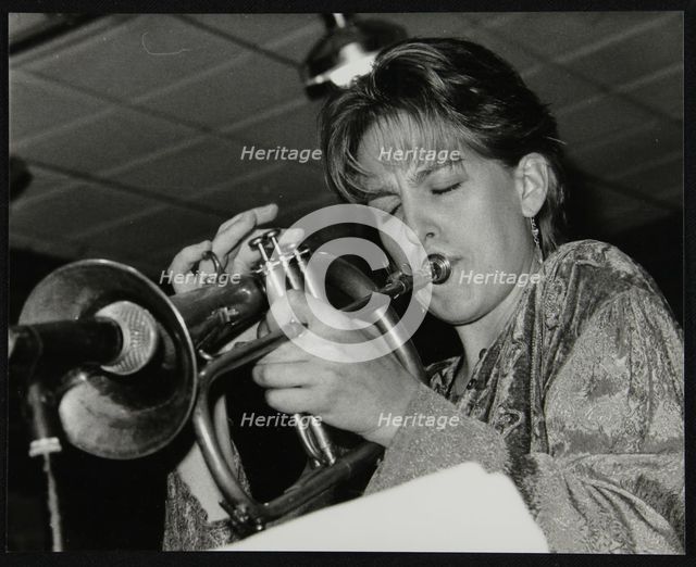 Ingrid Jensen playing the flugelhorn at The Fairway, Welwyn Garden City, Hertfordshire, 1997. Artist: Denis Williams