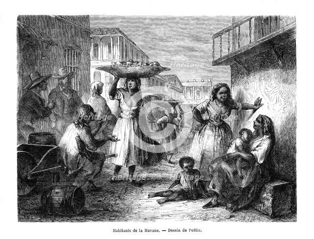 Inhabitants of Havana, Cuba, 19th century. Artist: Pottin