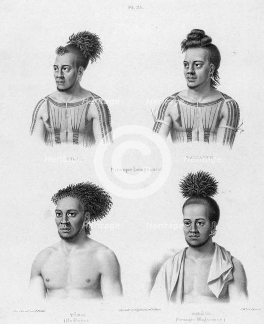 Inhabitants of the lower Caroline Islands, 19th century. Creators: Alexander Postels, Godefroy Engelmann.