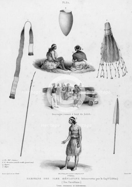 Inhabitants of the Seniavine Islands (discovered by Capt Lutka) (Caroline Islands)..., 19th century. Creators: Alexander Postels, Godefroy Engelmann.