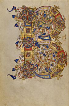 Inhabited Initial B; Breviary, 1153. Creator: Unknown