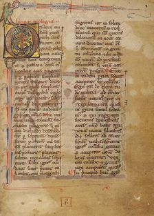 Inhabited Initial D; Bestiary, about 1270. Creator: Unknown