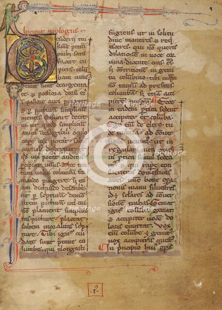 Inhabited Initial D; Bestiary, about 1270. Creator: Unknown.