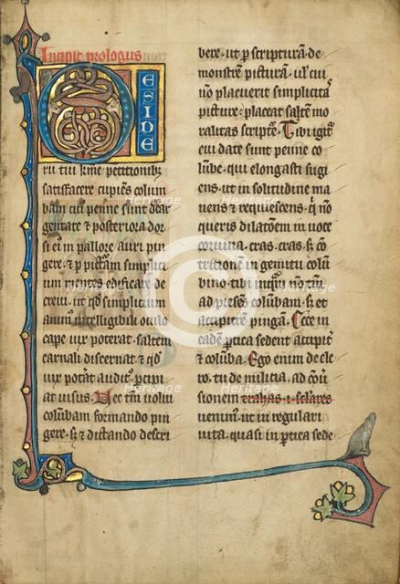 Inhabited Initial D; De Natura Avium; De Pastoribus et Ovibus; Bestiarium, 1277 or after. Creator: Unknown.