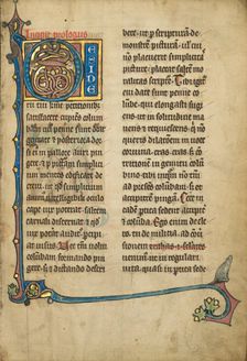 Inhabited Initial D; De Natura Avium; De Pastoribus et Ovibus; Bestiarium, 1277 or after. Creator: Unknown