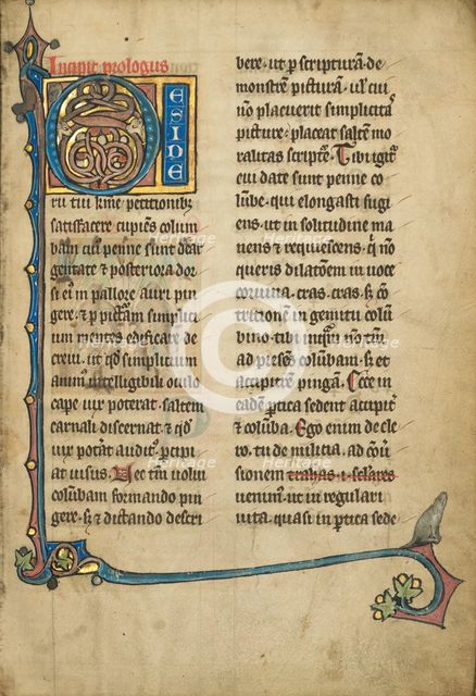 Inhabited Initial D; De Natura Avium; De Pastoribus et Ovibus; Bestiarium, 1277 or after. Creator: Unknown.