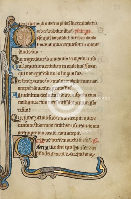 Inhabited Initial D; Inhabited Initial C; Psalter, mid-1200s. Creator: Unknown.