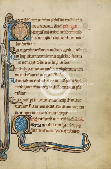 Inhabited Initial D; Inhabited Initial C; Psalter, mid-1200s. Creator: Unknown.