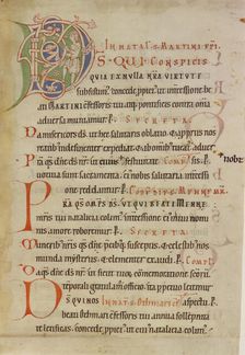 Inhabited Initial D; Sacramentary, third quarter of 12th century. Creator: Unknown