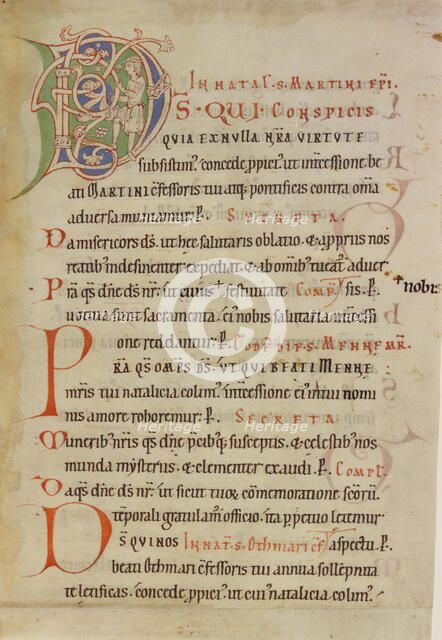 Inhabited Initial D; Sacramentary, third quarter of 12th century. Creator: Unknown.