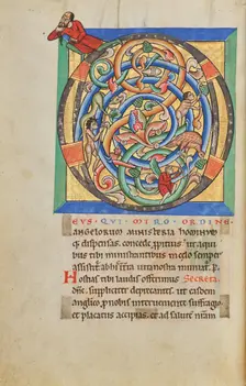 Inhabited Initial D; Stammheim Missal, probably 1170s. Creator: Unknown
