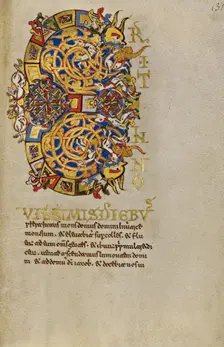 Inhabited Initial E; Breviary, 1153. Creator: Unknown