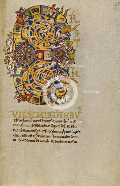 Inhabited Initial E; Breviary, 1153. Creator: Unknown.