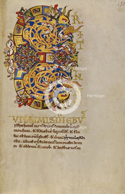 Inhabited Initial E; Breviary, 1153. Creator: Unknown.