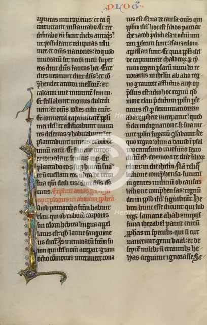 Inhabited Initial J; Marquette Bible, about 1270. Creator: Unknown.