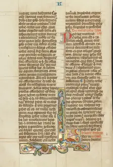 Inhabited Initial L; Historia Scholastica, about 1300. Creator: Peter Comestor