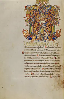 Inhabited Initial M; Breviary, 1153. Creator: Unknown