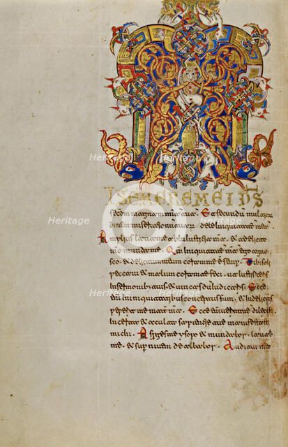 Inhabited Initial M; Breviary, 1153. Creator: Unknown.