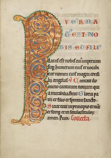 Inhabited Initial P; Missal, about 1180. Creator: Unknown