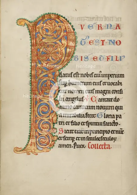 Inhabited Initial P; Missal, about 1180. Creator: Unknown.