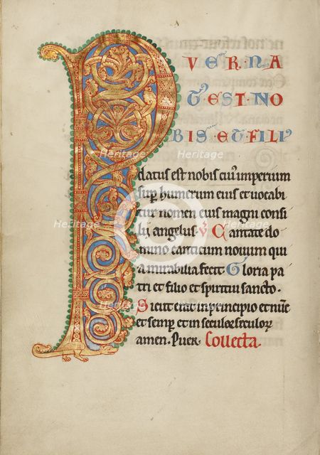 Inhabited Initial P; Missal, about 1180. Creator: Unknown.